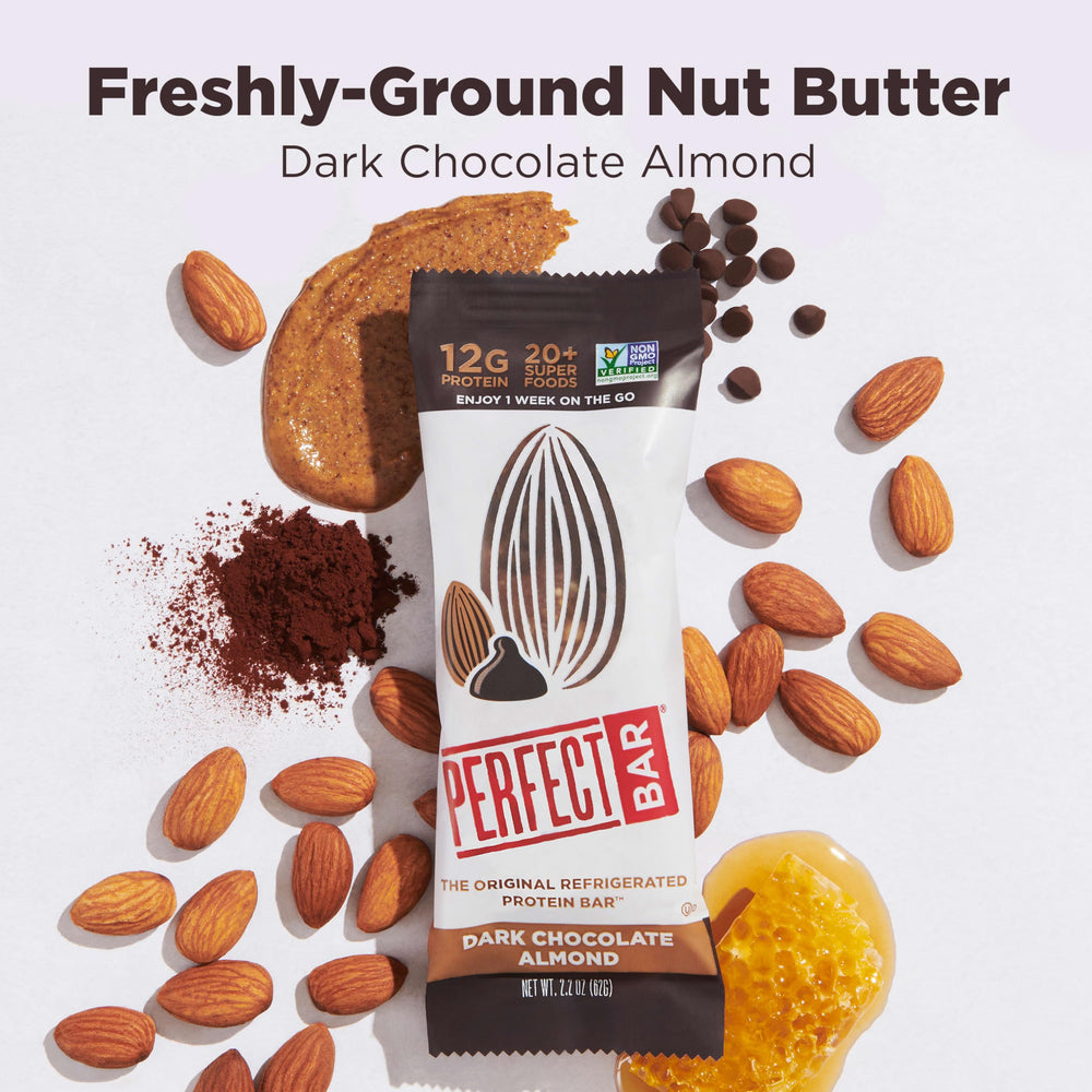 Close-up of almond butter swirl in Perfect Bar showing creamy texture.