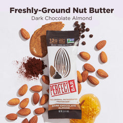 Close-up of almond butter swirl in Perfect Bar showing creamy texture.