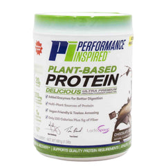 Performance Inspired plant protein powder tub highlights clean protein for steady energy.