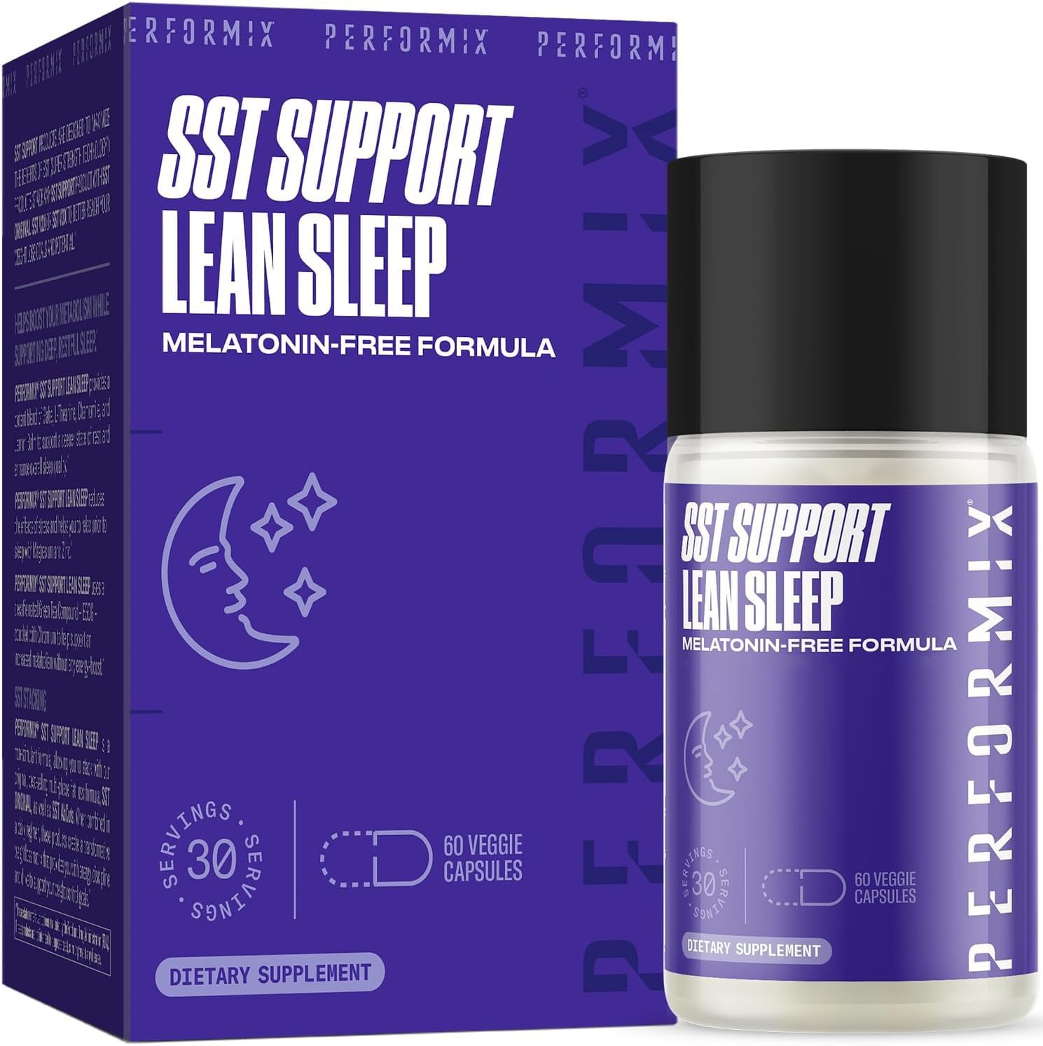PERFORMIX SST Support Lean Sleep bottle on a nightstand, promoting a calm evening routine