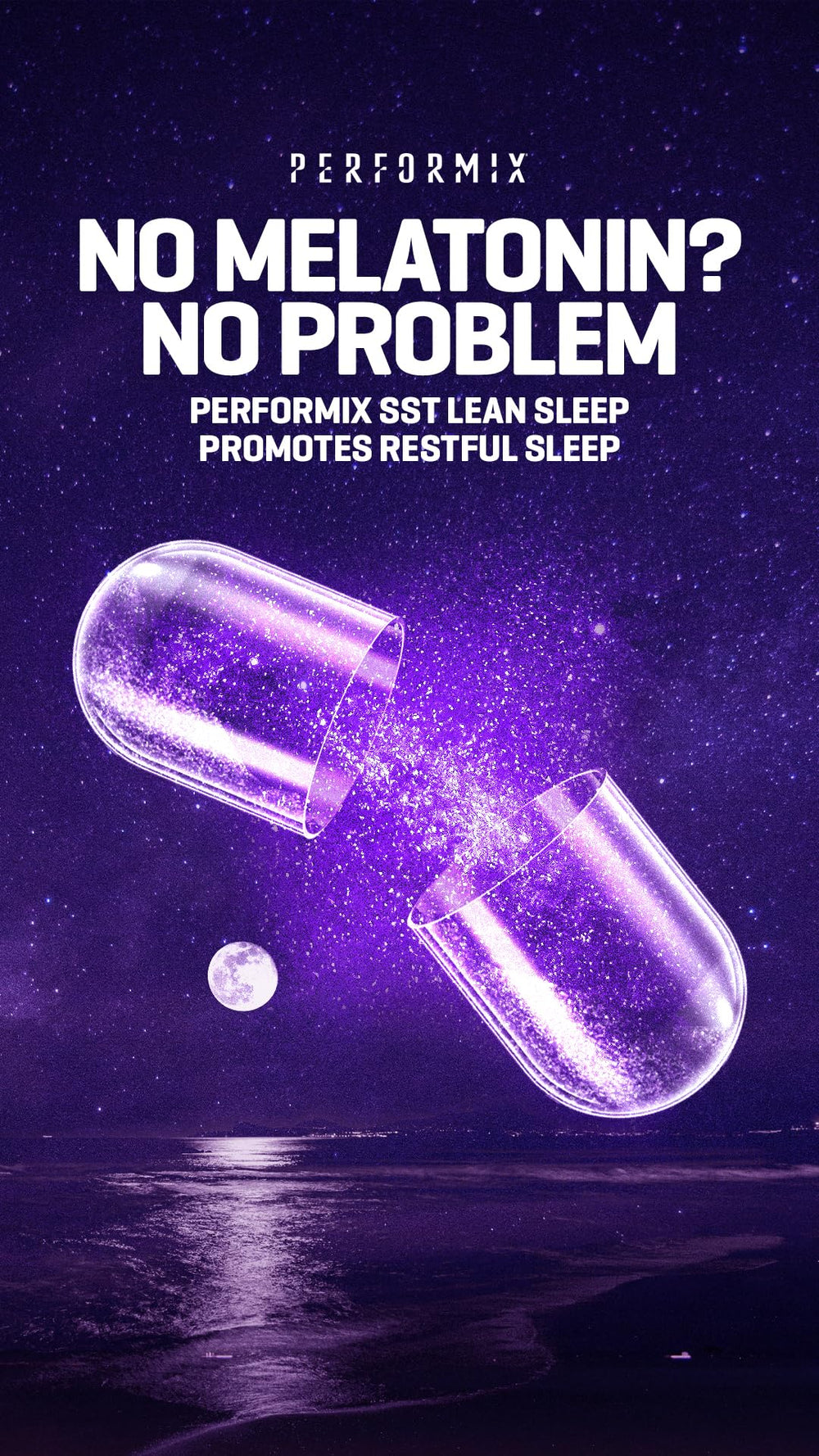 Closeup of PERFORMIX SST Lean Sleep capsules for simple nightly use