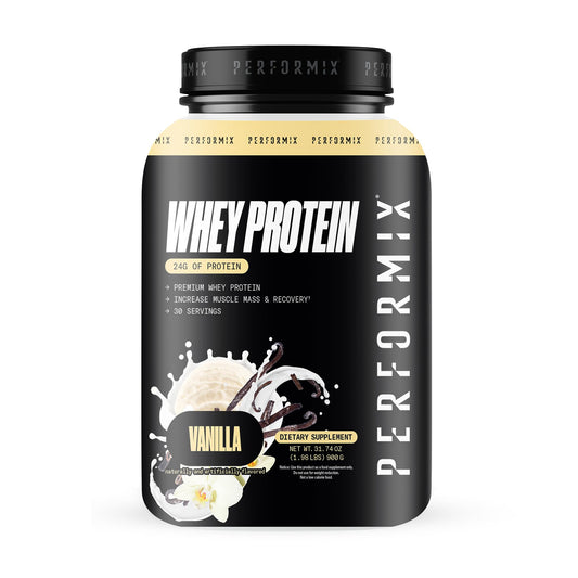 PERFORMIX Whey Protein Isolate Blend bottle with vanilla flavor for post-workout recovery
