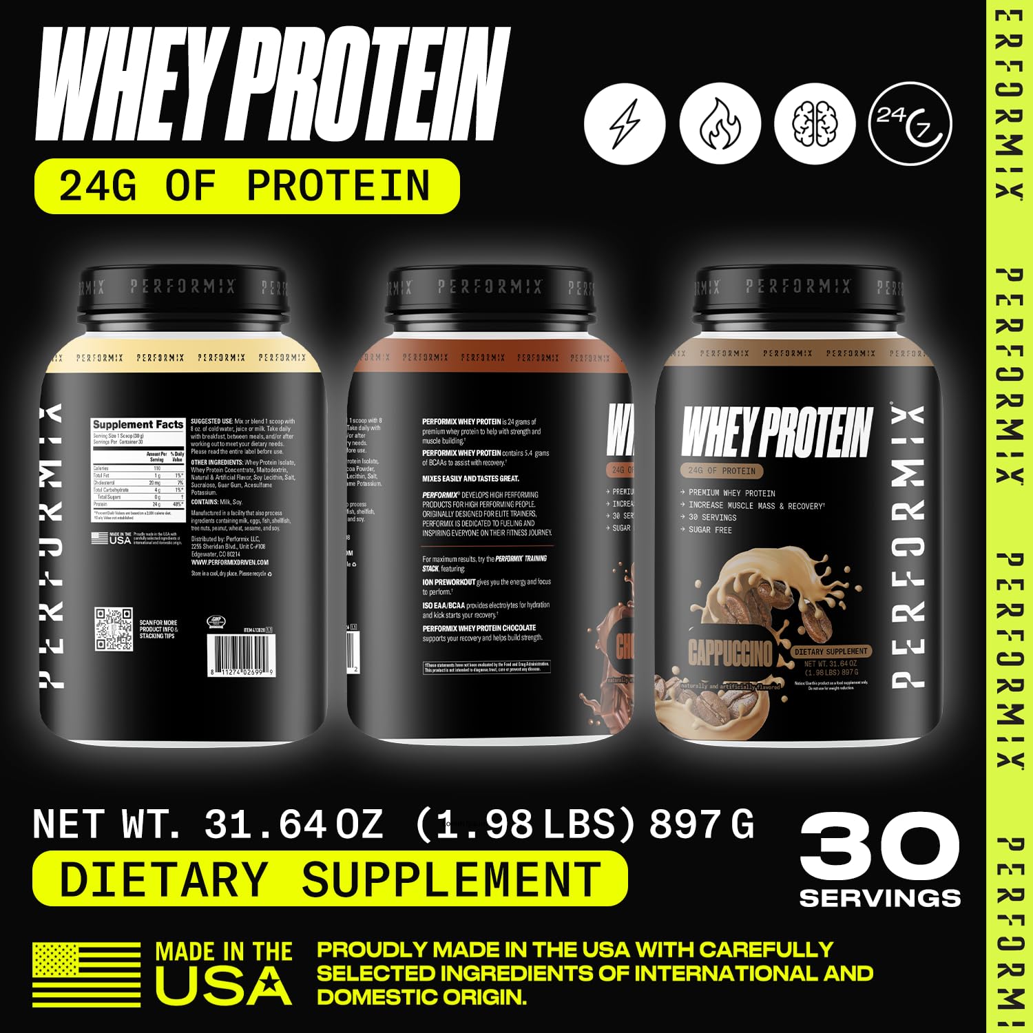 PERFORMIX vanilla protein powder being measured for a fast shake