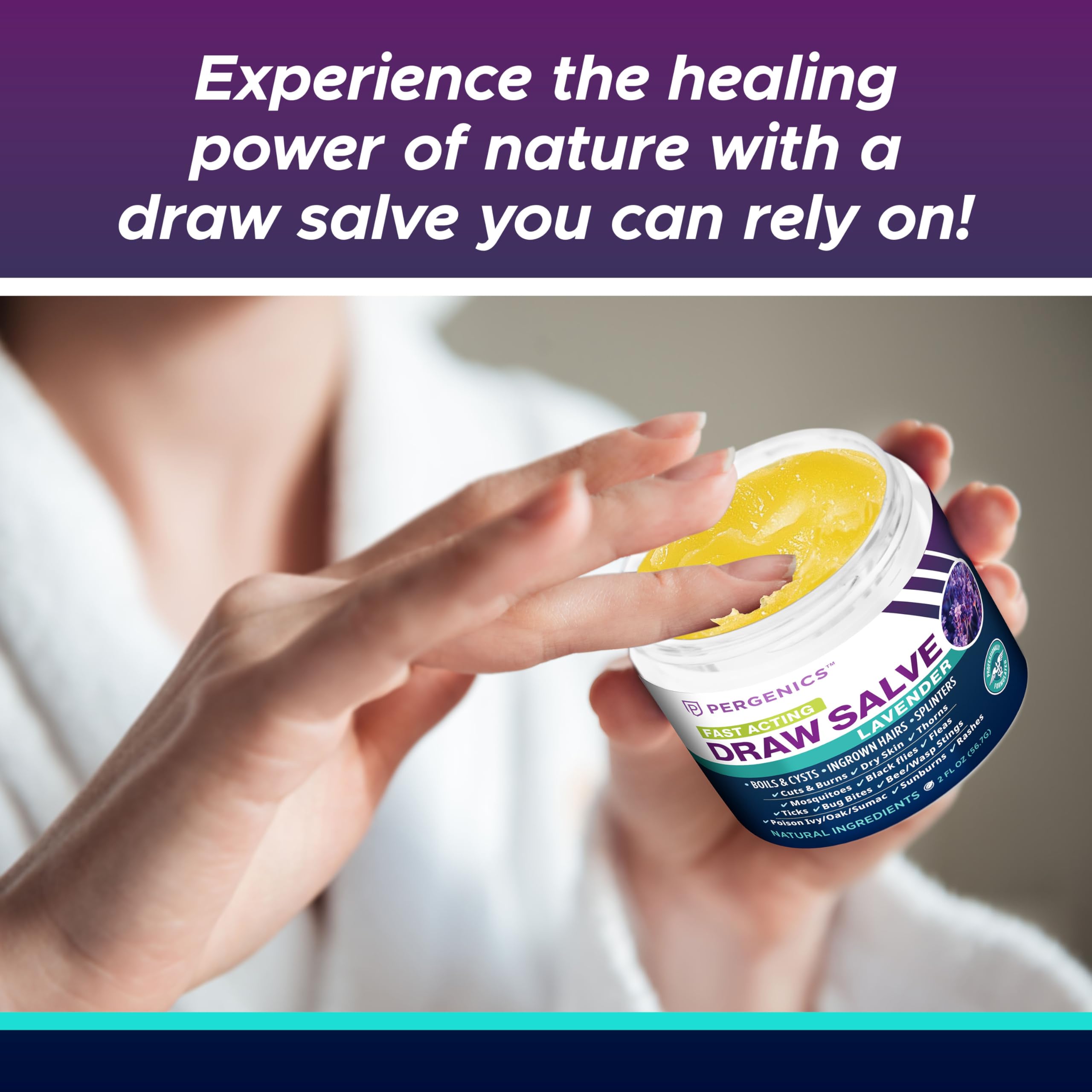 Pergenics Drawing Salve with honey lavender scent