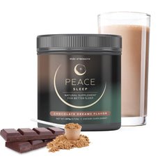 Peri-strength Peace Sleep canister featuring chocolate dreams flavor for a calming nightly ritual