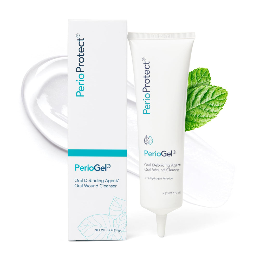 Perio Protect Perio Gel bottle offers targeted gum care and gentle whitening.