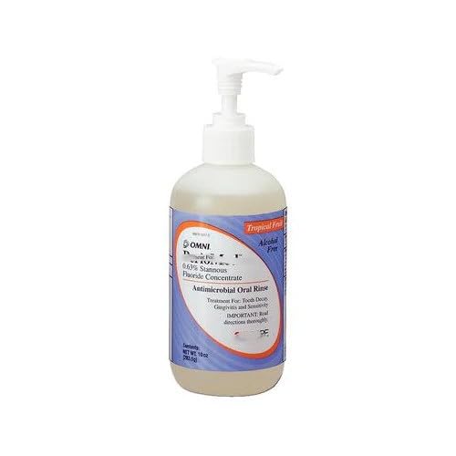 PerioMed 12105F tropical fruit bottle with pump for easy, controlled dosing.