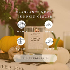 Peripeti Home pumpkin-ginger candle close-up highlighting clean soy wax for pure scent.