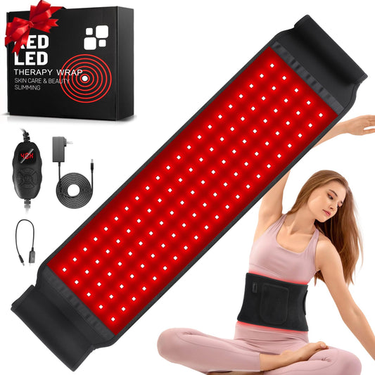 Peritour red light therapy belt front view with adjustable strap for waist and back relief.