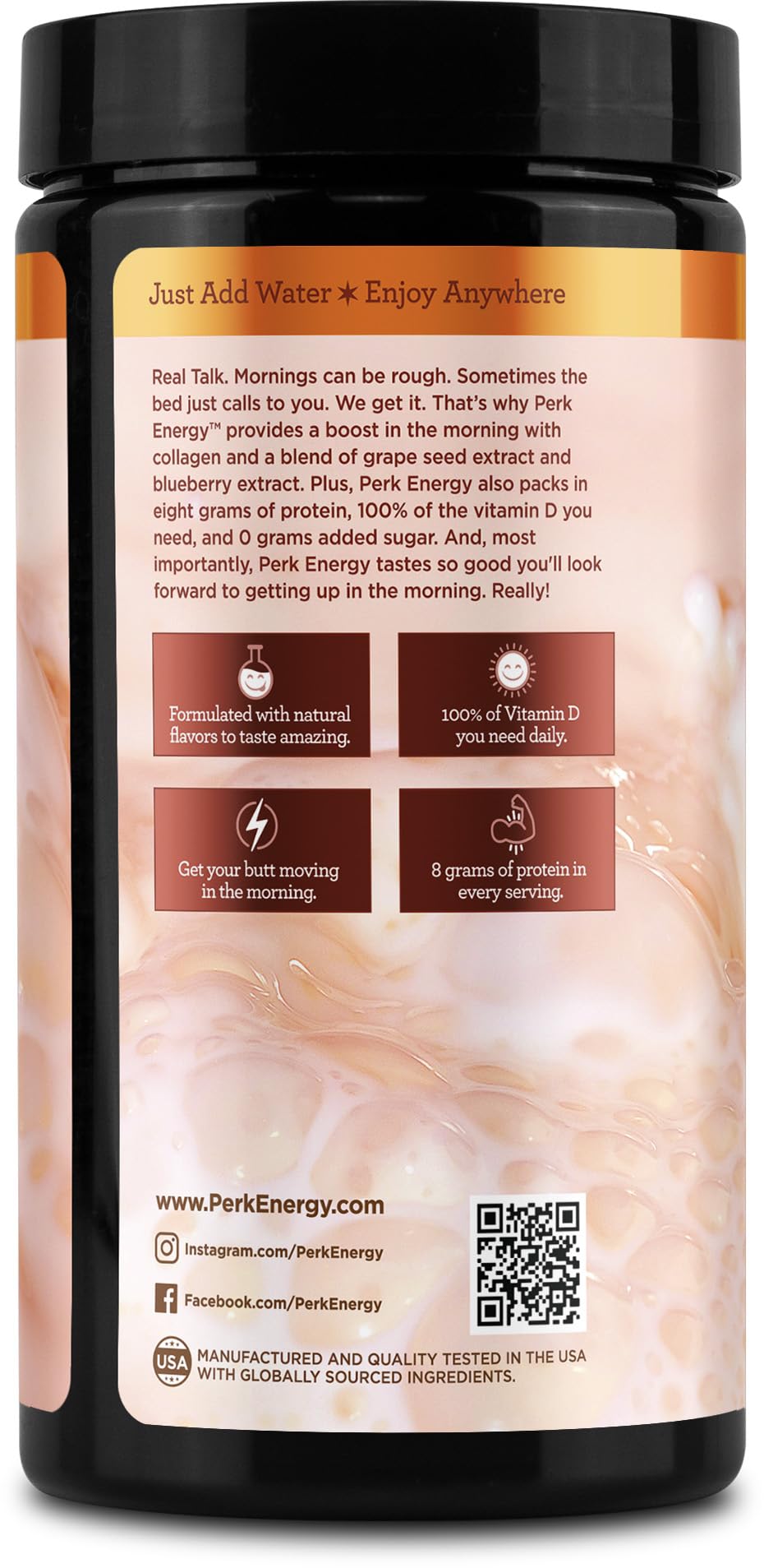 Perk Energy Horchata scoop: easy protein-rich mix in seconds