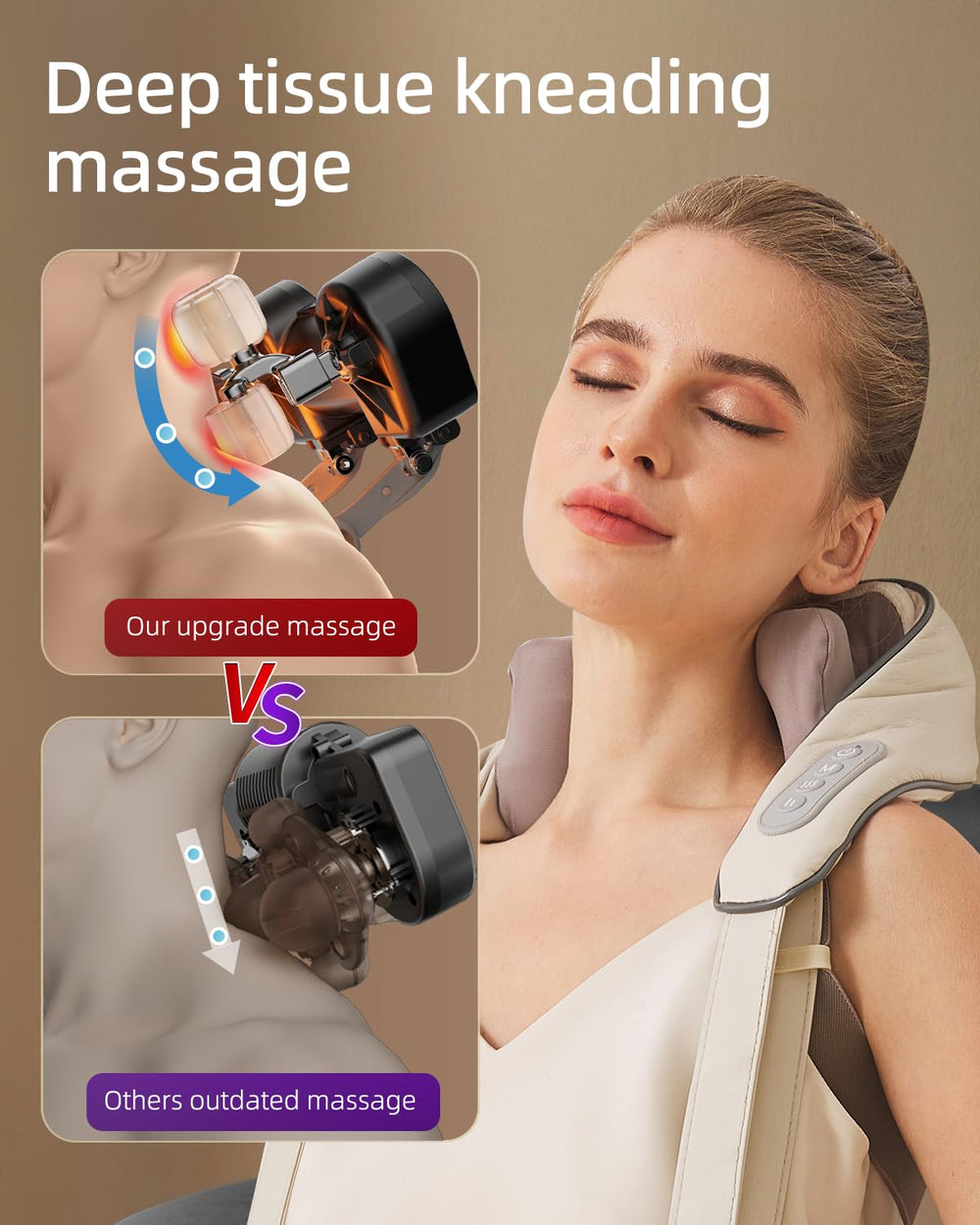 PERLEVI cordless massager in use, ideal for home, office, or travel