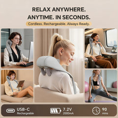 PERLEVI hands-free strap in use for effortless, extended massage
