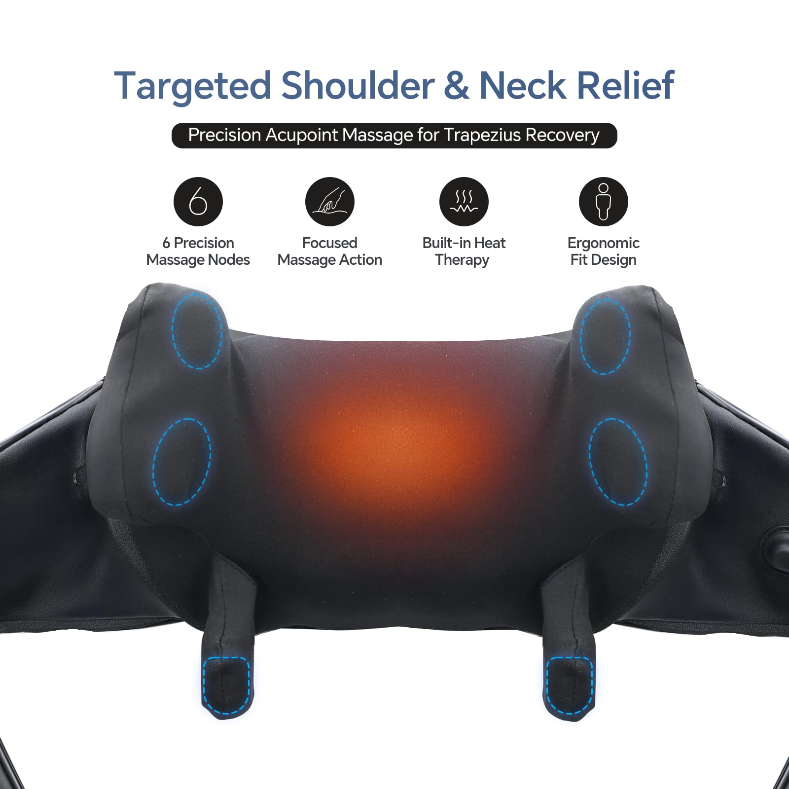 PERLEVI neck massager with wide straps for comfortable sessions.