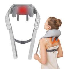 PERLEVI neck massager worn around the neck for hands-free tension relief.