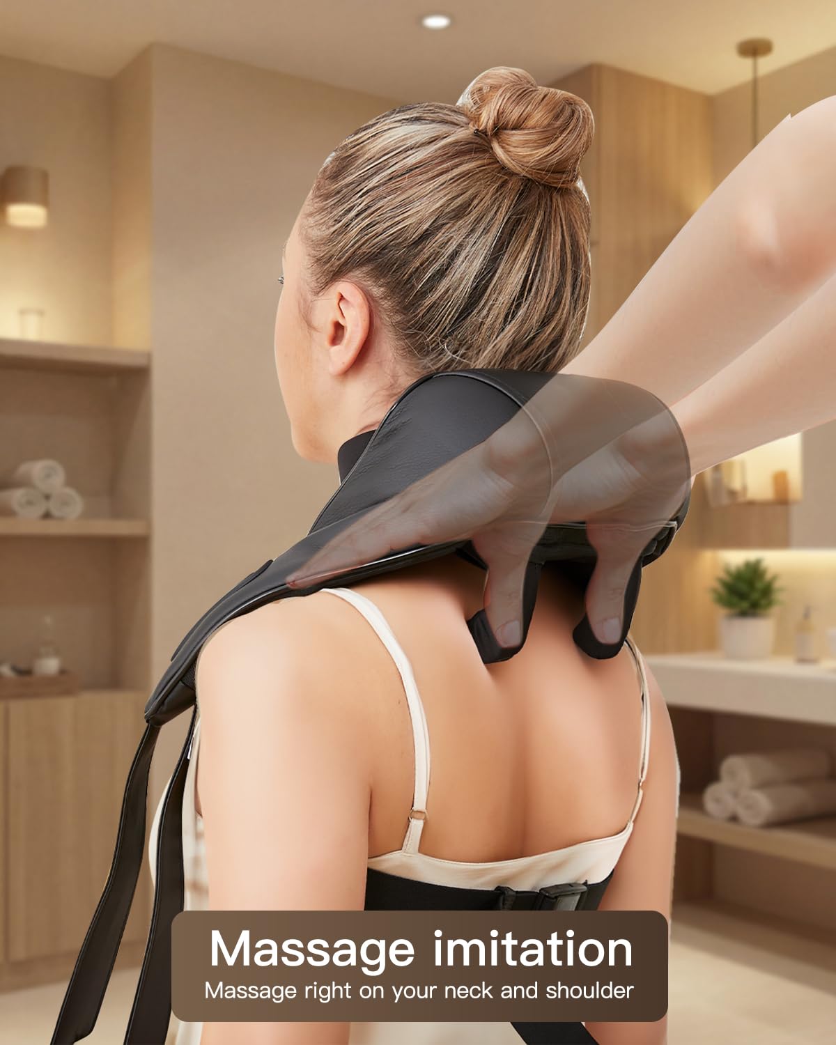 Shiatsu kneading nodes simulate professional massage on neck and shoulders