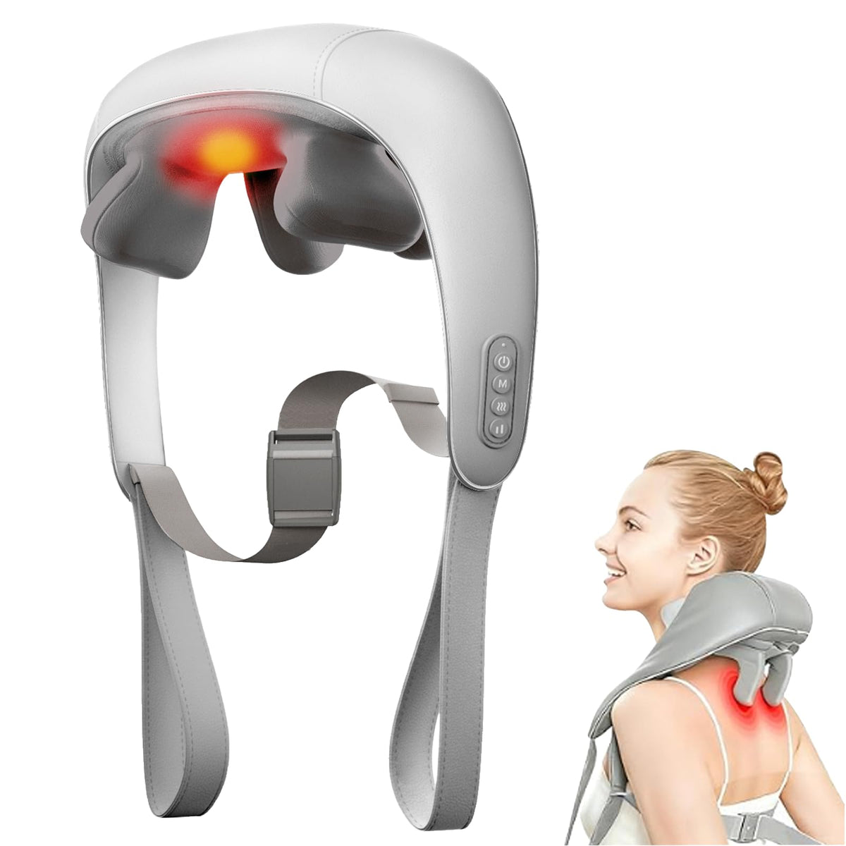 PERLEVI shiatsu neck massager with heat in a desk setup for relaxation