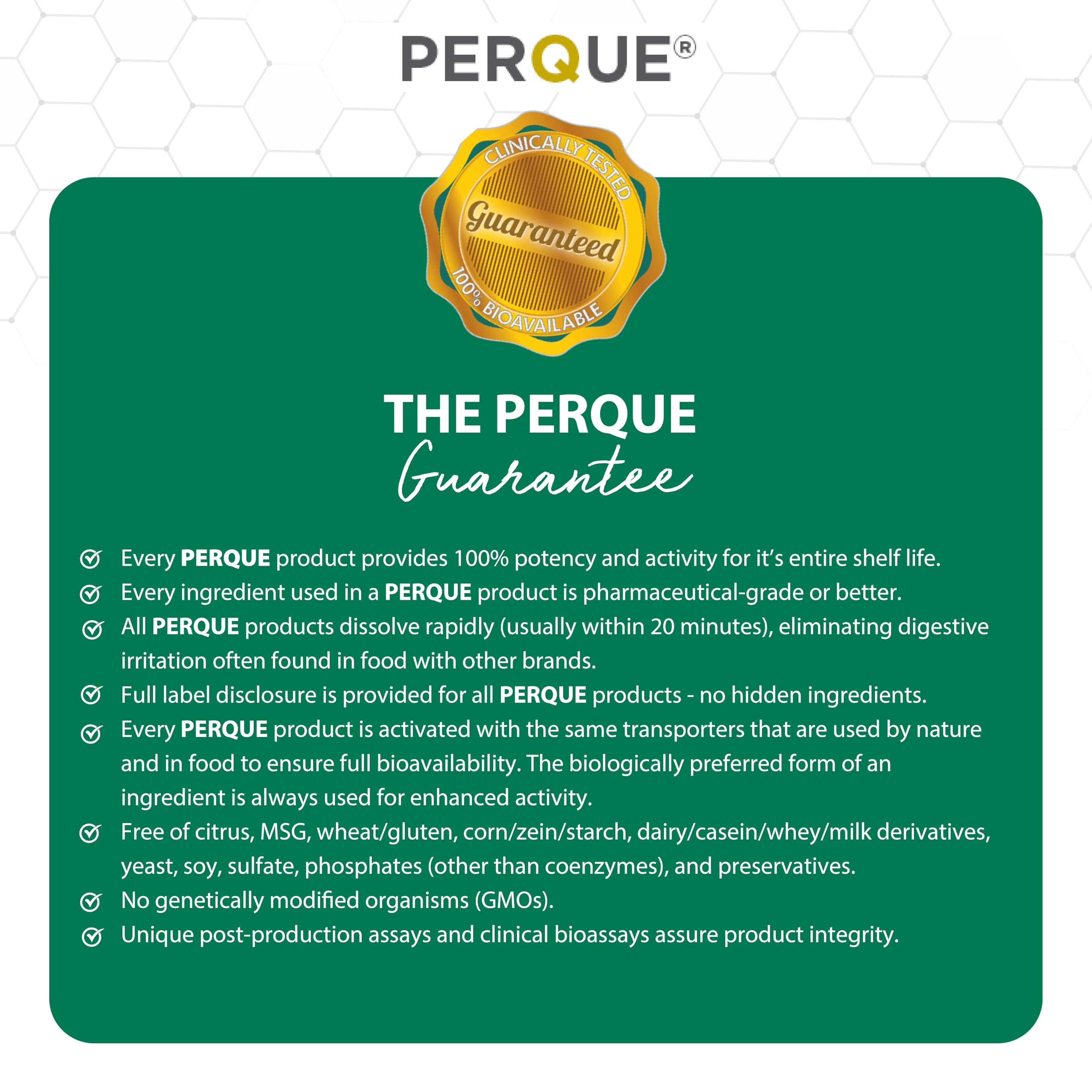 PERQUE Bone Guard Forte 20 bottle with clear labeling for shoppers