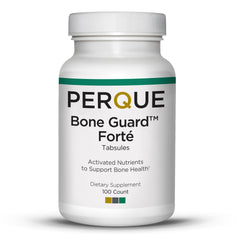 PERQUE Bone Guard Forte bottle on display showing reliable bone support for adults.