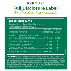 PERQUE bottle label close-up emphasizes allergen-free, non-GMO ingredients.