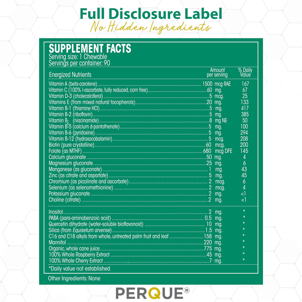 PERQUE Life Guard chewables dispensing-scene for easy grab on busy mornings.