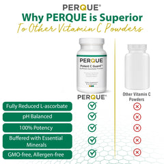 PERQUE premium vegetarian vitamin C powder with clean, allergen-free mix.