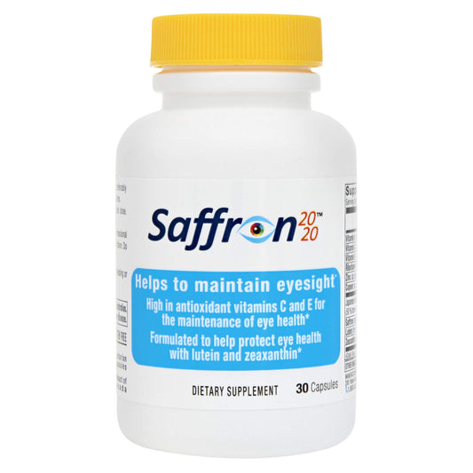 Persavita Saffron 2020 bottle displaying saffron and resveratrol for daily wellness