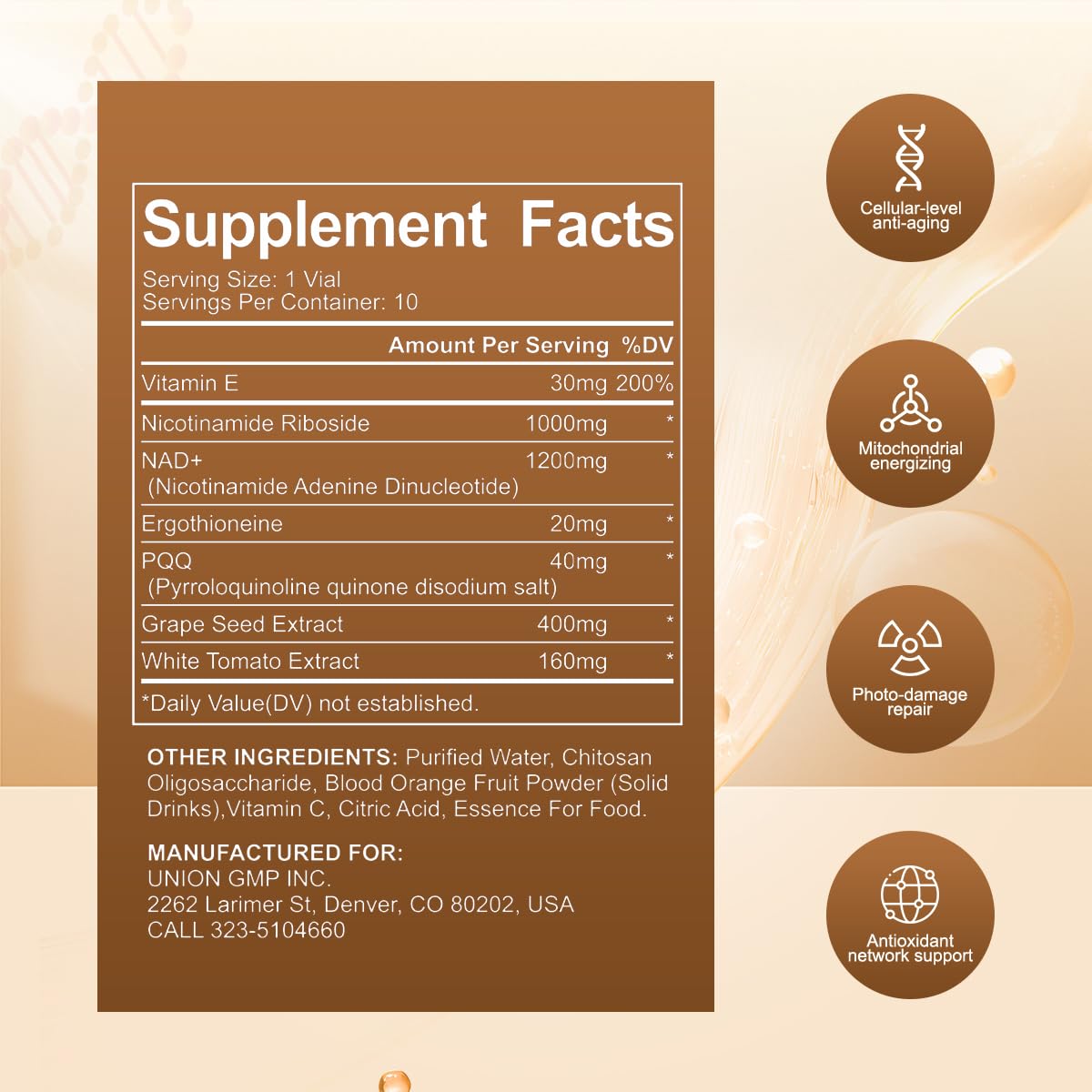Ergothioneine imagery accompanying Perseek NAD+ branding