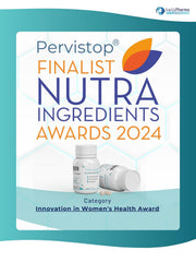 Pervistop bottle beside a glass demonstrates easy daily immune support.