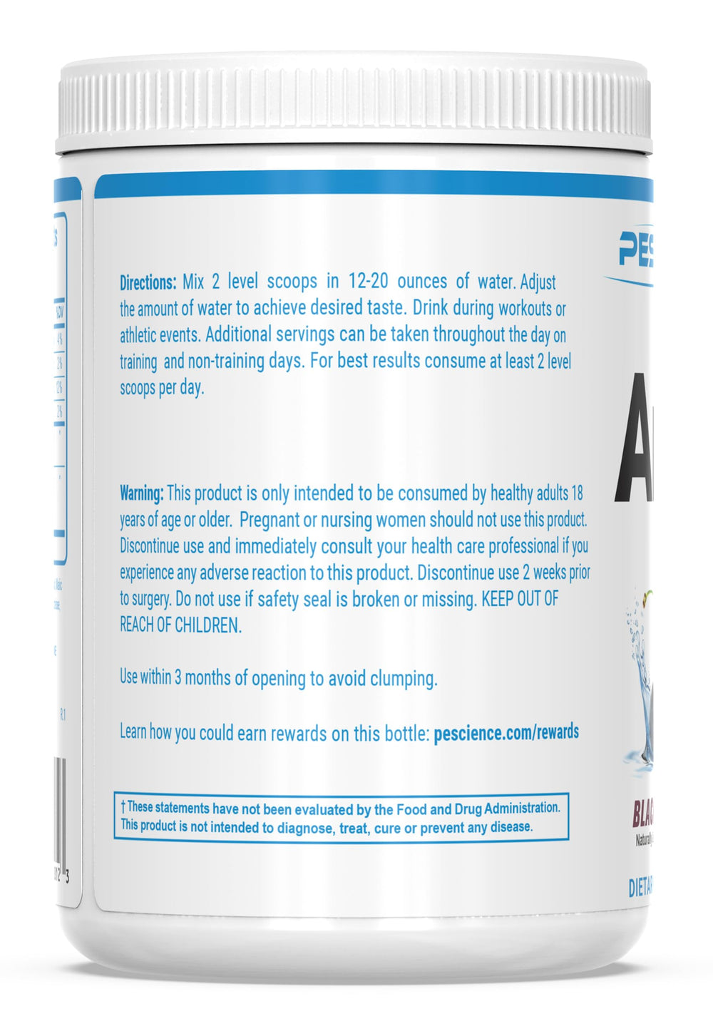 PEScience Amino IV electrolyte icons emphasizing hydration benefits