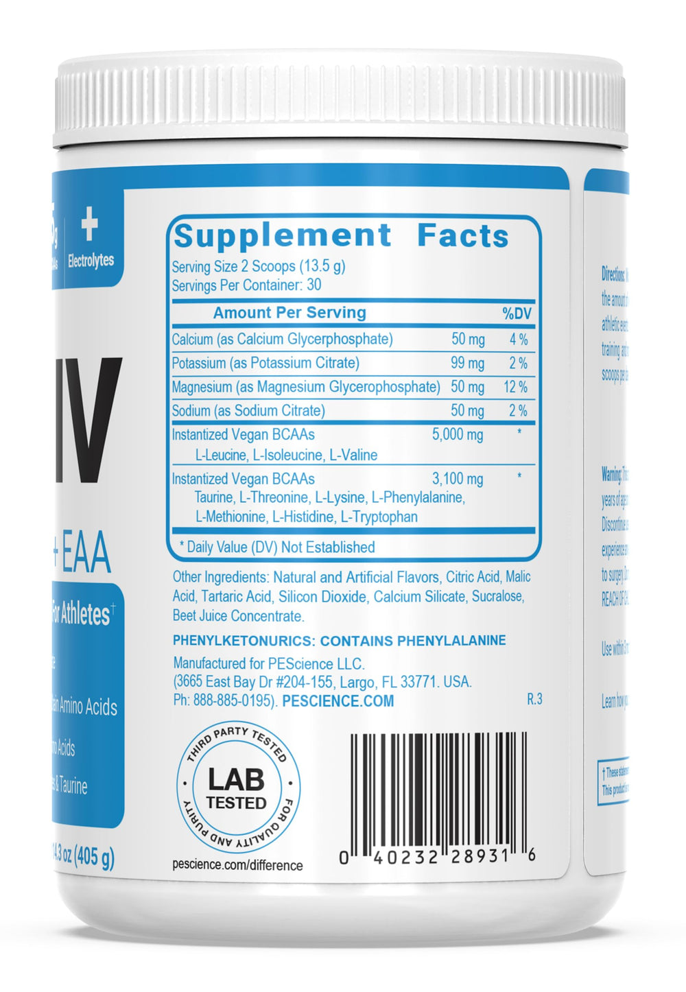 PEScience Amino IV being poured from the tub for rapid absorption.