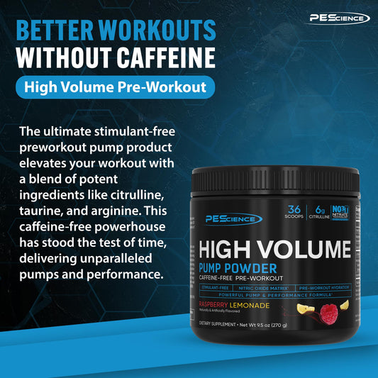 PEScience High Volume scoop showing powder for easy pre-training dosing