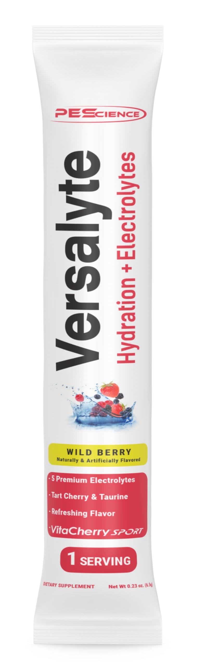 PEScience Versalyte Wild Berry sugar-free hydration for workouts and daily use.