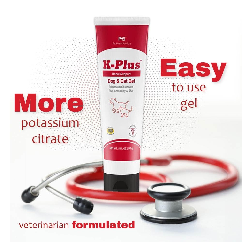 Pet Health Solutions K-Plus Vet-formulated label underscores professional electrolyte support.