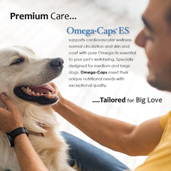 Pet Health Solutions Omega-Caps ES premium ingredients blend for joints and skin.