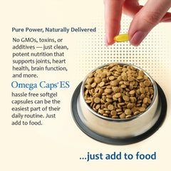 Pet Health Solutions Omega-Caps ES promotes a shiny coat and healthy skin.