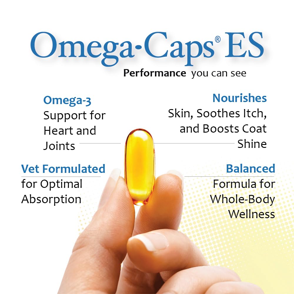 Pet Health Solutions Omega-Caps ES soft gels suitable for hassle-free administration.