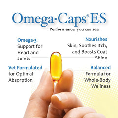 Pet Health Solutions Omega-Caps ES soft gels suitable for hassle-free administration.