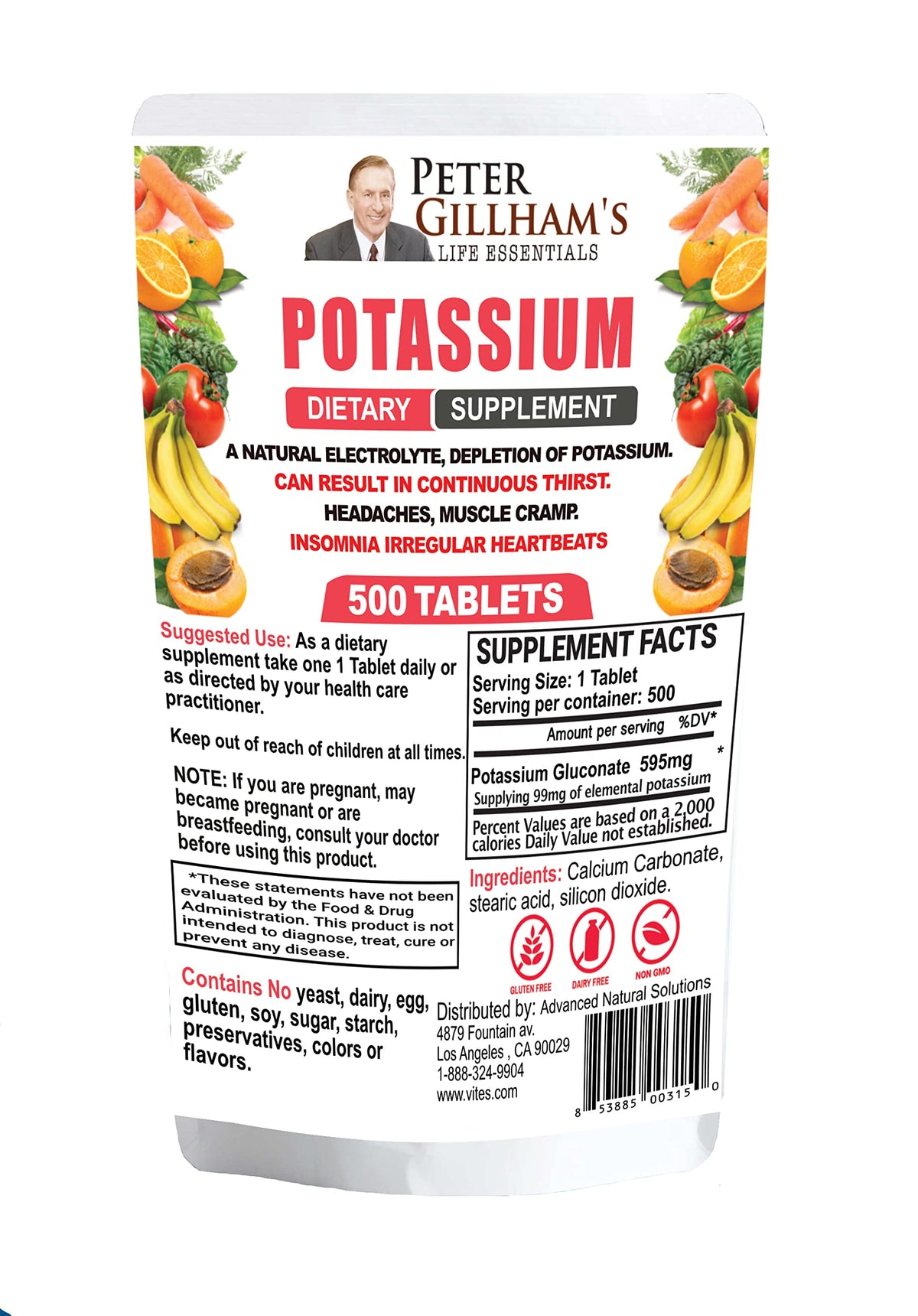 Peter Gillham’s Life Essentials Potassium Gluconate bottle front supports electrolyte balance during workouts