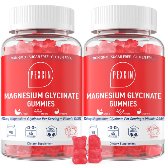 PEX CIN magnesium glycinate gummies 180-count strawberry bottle for daily wellness