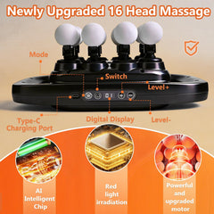 PFUM 16-Head Massage Gun whisper-quiet operation supports home use