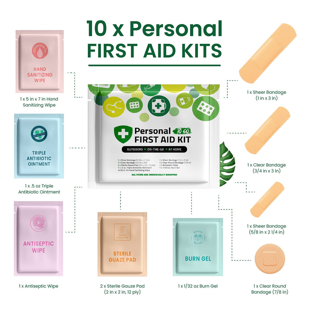 Assorted bandages inside the kit for quick wound care on the go