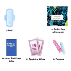 pH Advantage Blue Forest zip bag of period kit for purse or backpack