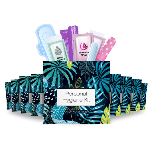 pH Advantage menstrual kit contents in a pack, ready for travel