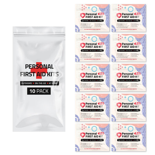 pH Advantage mini first aid kit contents arranged for quick on-the-go use