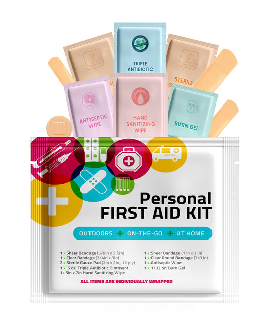 PH Advantage mini kit contents close-up with bandages and gauze