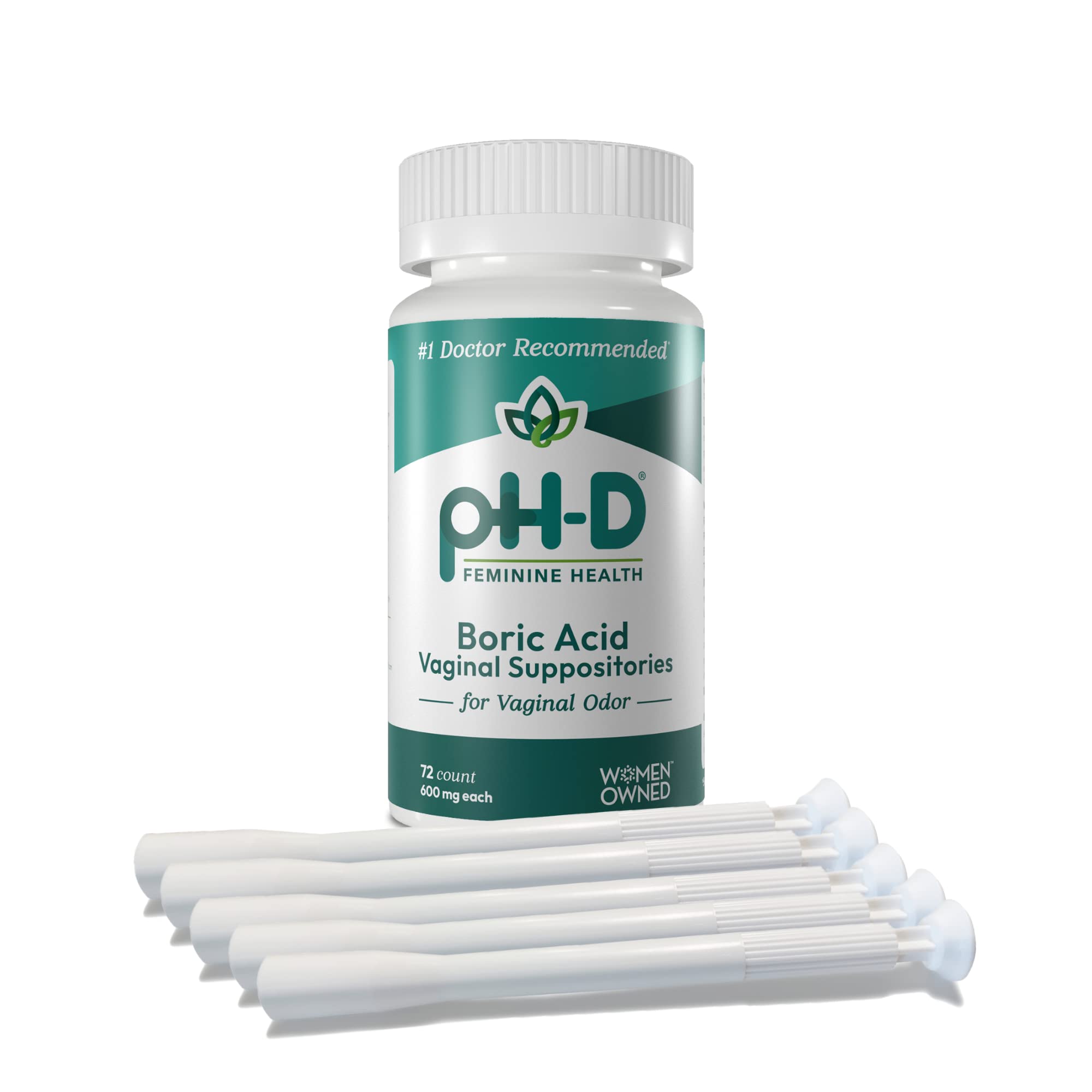 pH-D Boric Acid Suppositories 72 count package for at home balance and care