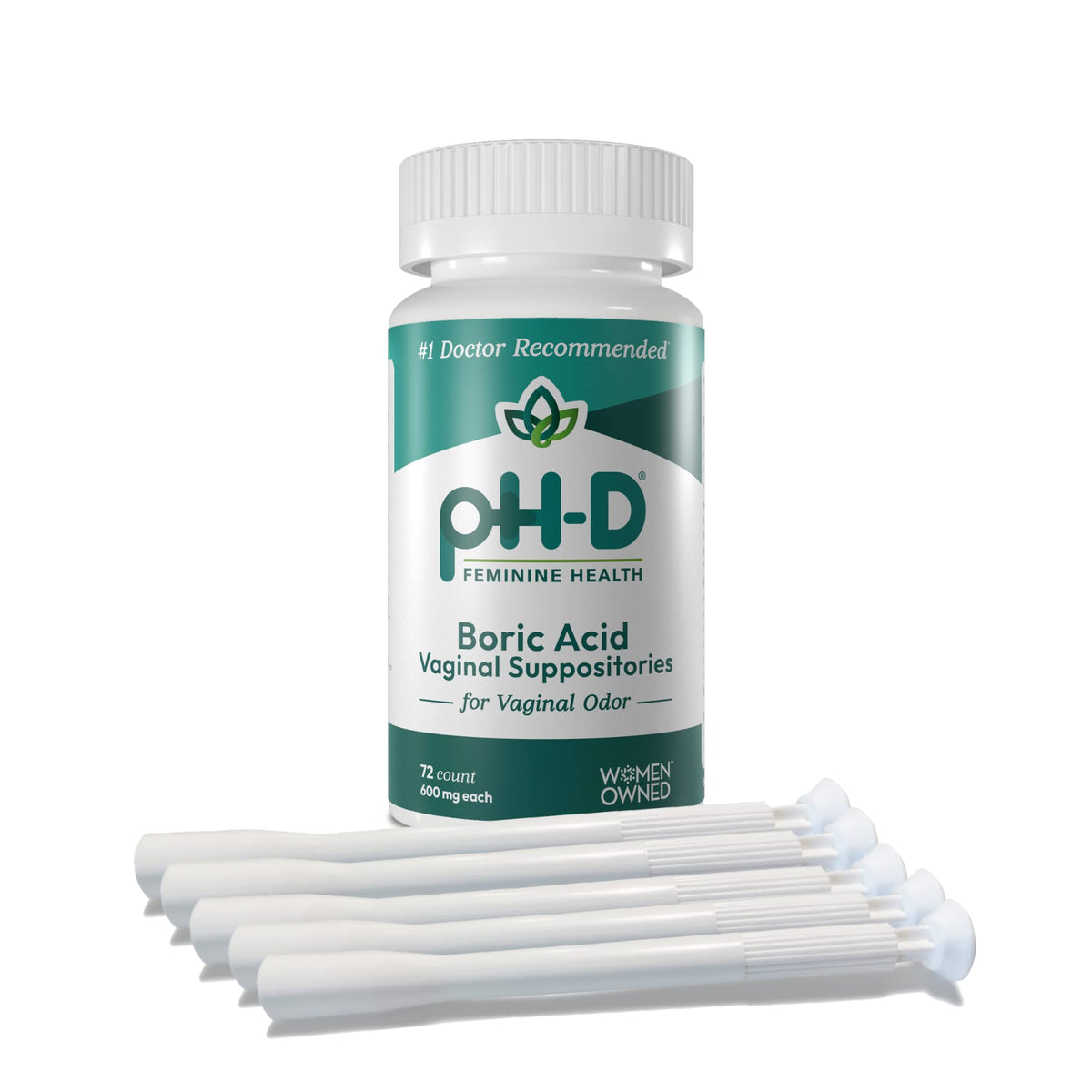 pH-D Boric Acid Suppositories 72 count package for at home balance and care