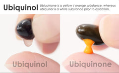 Close-up of Bio-Ubiquinol softgels showing smooth capsules for daily use.