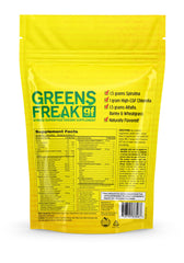 Pharmafreak Greens Freak scoop with powder ready to blend into smoothies.