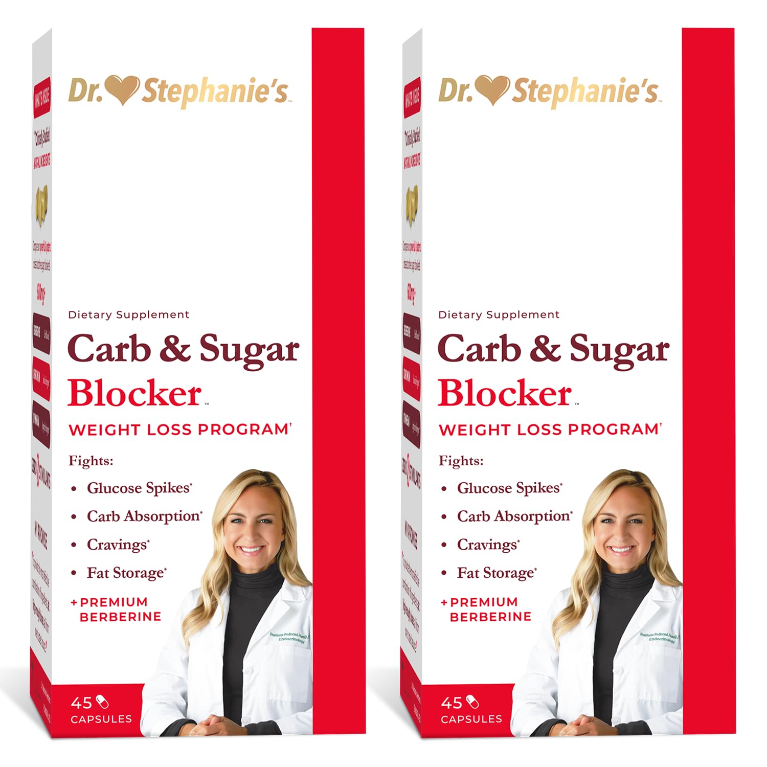Pharmaganics Dr. Stephanie's Carb Blocker bottle supports mealtime carb management.